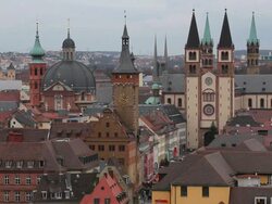 WS Shot of old town and cathedral / Wurzburg, Bavaria, Germany Stock Footage