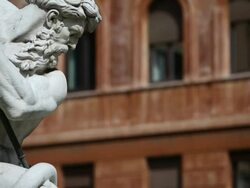 Neptune Statue Masterpiece in Rome Stock Footage