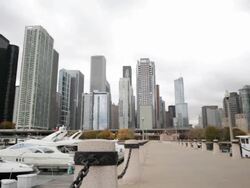 Harbour view and downtown Chicago, USA Stock Footage