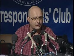 Red Cross comment on aid for cyclone victims; presser with UK Minister News Clip