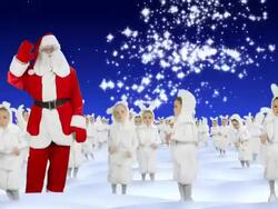 Santa Claus and white rabbits celebrate Merry Christmas Stock Footage