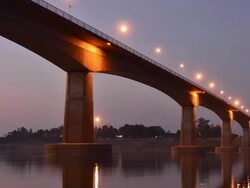 Thai-Laos Friendship Bridge Stock Footage