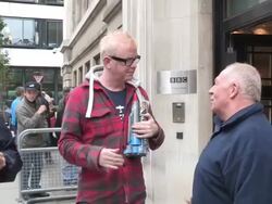 Chris Evans sighted at BBC Radio Two Stock Footage