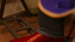 the shoemaker make a shoe Stock Footage