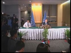 WRAP UN chief with junta's leaders, comments, returns to Thailand; ADDS comments News Clip