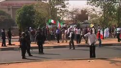 Fuel strikers and police scuffle during protest News Clip
