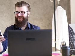Selfie casual businessman taking pictures in  office Stock Footage