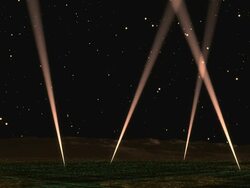 Spot lights over the city Stock Footage