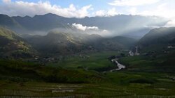 terraced rice field in Sapa, Vietnam Stock Footage