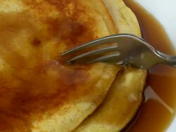 CU Pancake being ate Stock Footage