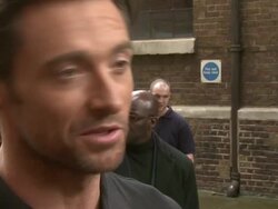 Hugh Jackman absaeil for Help the Heroes/ X-Men origins: Wolverine Stock Footage