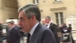 CLEAN : France: Conservative candidate Fillon arrives at polling station News Clip