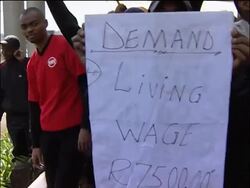 Two hundred workers protest for higher wages News Clip
