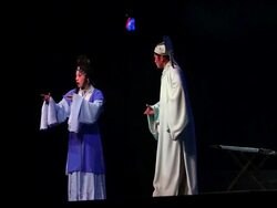 MS Artist performing qinqiang opera in theater, qinqiang is representative folk opera of northwest china AUDIO / xi'an, shaanxi, china Stock Footage