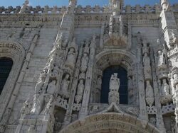 Lisbon, Jeronimos Monastery, Hieronymites Monastery (Mosteiro dos Jeronimos), Main entrance, Belem Stock Footage