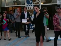 Genesis Rodriguez receives key to the city of Miam Stock Footage