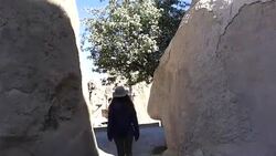 single woman is walking in Goreme  National park in Cappadocia Stock Footage