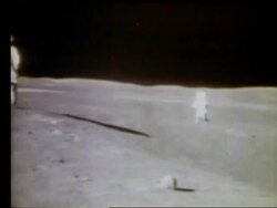 2 astronauts running on Moon Stock Footage