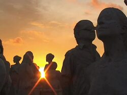 Incredible Sea Statues Stock Footage