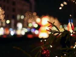 Christmas traffic - pedestrians cross the road Stock Footage