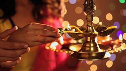 Couple celebrating diwali, Delhi, India Stock Footage