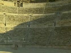 Pan Left Shot Roman Theatre Amman Jordan Stock Footage