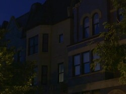 WS Prairie District apartments night Stock Footage