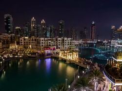 Burj Khalifa fountain show Stock Footage