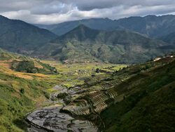 time lapse of terraced rice field in Tule Village Stock Footage
