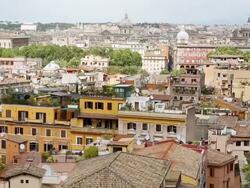 WS PAN HA View over skyline and domes of city from Gianicolo hill / Rome, Italy Stock Footage