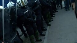 Riot police and protesters during G20 in Hamburg News Clip