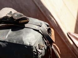 CU PAN Shot of few civil war reinactment props / Santa Fe, New Mexico, United States Stock Footage