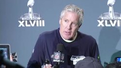 The Seahawks won their first Super Bowl crown by beating the Denver Broncos 43-8. Head coach Pete Carroll spoke of the great play from his entire team after the game. (Feb. 3) News Clip