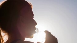 Young Woman Drinking Water After Fitness Workout Stock Footage