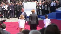 CLEAN : French President Hollande welcomes Heads of State at Ouistreham News Clip
