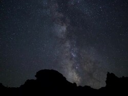  WS T/L View of milky way moving at obsidian field / Newberry National Volcanic Monument, Oregon, USA Stock Footage
