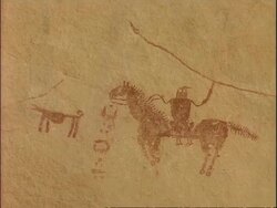 MCU Cave paintings in Tassili mountains, Algeria, Africa Stock Footage