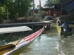 Mid Shot Floating Market Bangkok Thailand Stock Footage