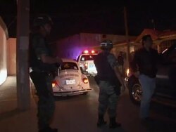 April 3 2009 WS Mexican Police and military controlling traffic, Juarez, Chihuahua, Mexico, AUDIO Stock Footage