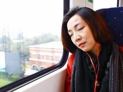 HD:Beautiful asian women sleeping on the train. Stock Footage