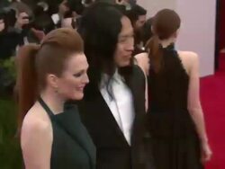 Julianne Moore, Alexander Wang at "PUNK: Chaos To Couture" Costume Institute Gala Stock Footage