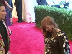 Nicole Miller  and Cameron Silver at "Schiaparelli And Prada: Impossible Conversations" Costume Institute Gala Stock Footage