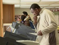 MS, People casting their votes at electronic voting machines, Toledo, Ohio, USA Stock Footage