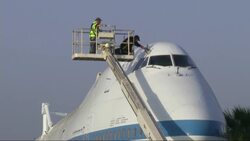 The Boeing 747 jumbo jet that flew shuttles on cross-country trips after their missions has been disassembled, and it's being transported through the streets of Houston to a museum, where it will soon go on public display. (April 29) News Clip