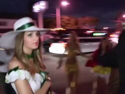 Evan Ross & Cora Skinner arrive at Rihanna Hallowe Stock Footage