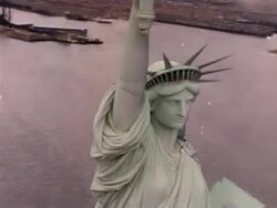 Aerial shot: Statue of Liberty Stock Footage