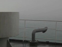 Ship while raining Stock Footage