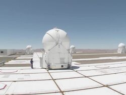 MS TD View of moving auxiliary telescope / Paranal, Attacama, Chile Stock Footage