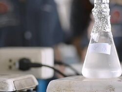 flask in engineer laboratory Stock Footage