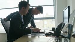 Desk young & old Stock Footage